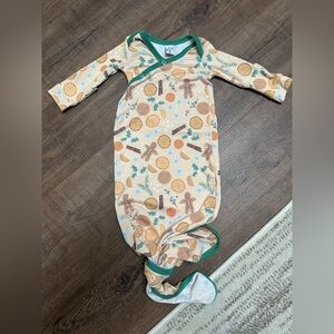 Copper Pearl Bamboo Knotted Gown Fall Gingerbread Christmas Cider Print Newborn